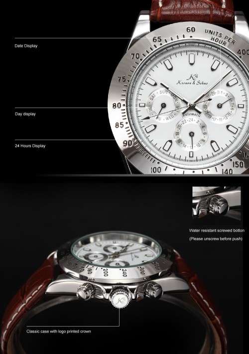 Authentic New Ks Imperial Luxury Men Wristwatch Day Date Display Automatic Mechanical Wristwatch