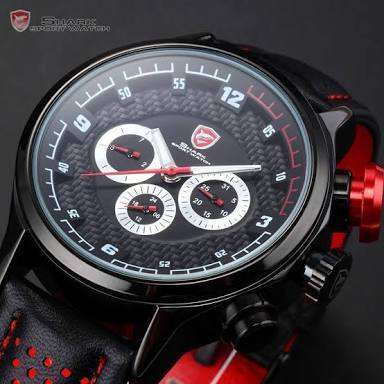 Authentic BrandNewLongfin SHARK Sport Watch Date Day 24Hrs Stainless Steel Case Leather Black Men Ge