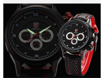 Authentic BrandNewLongfin SHARK Sport Watch Date Day 24Hrs Stainless Steel Case Leather Black Men Ge