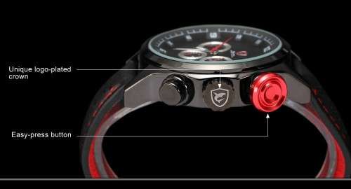 Authentic BrandNewLongfin SHARK Sport Watch Date Day 24Hrs Stainless Steel Case Leather Black Men Ge