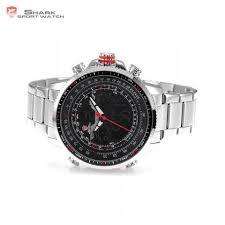 Authentic Brand New Shark Men's Digital/Analog Quartz Day/Date/Alarm Stainless steel Wrist Watch