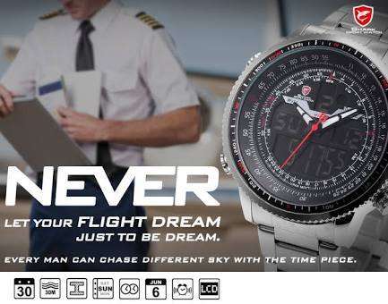 Authentic Brand New Shark Men's Digital/Analog Quartz Day/Date/Alarm Stainless steel Wrist Watch