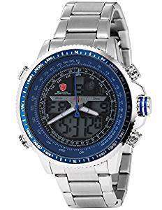 Authentic Brand New Men's "Winghead shark" Digital/Analog Quartz Day/Date/Alarm Stainless stee