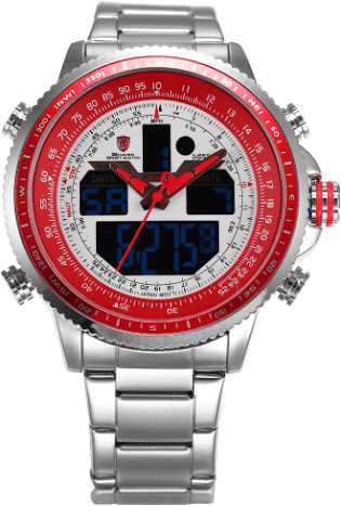 Authentic Brand New Shark Men's Digital/Analog Quartz Day/Date/Alarm Stainless steel Wrist Watch