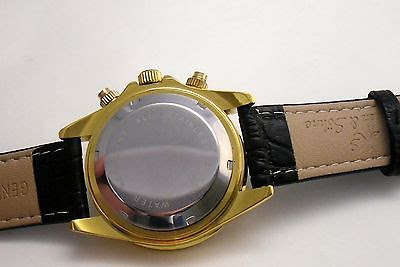 Authentic Luxury KS Imperial Day Date Gold Case Black Leather Men Automatic Mechanical Wrist Watch