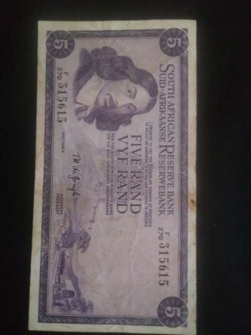 R5.00 Republic of South Africa- TW de Jongh
