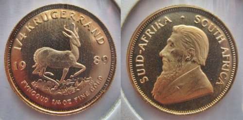 ## Proof 1989 South Africa 1/4 Oz Kruger Rand ##