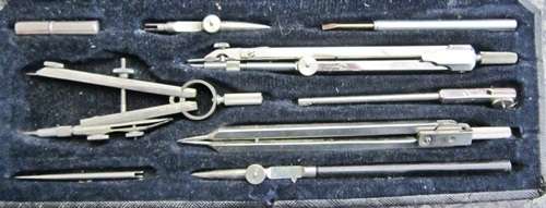 ## VINTAGE Ozalid Lotter GERMAN DRAFTING TOOLS COMPASS DRAWING SET ARCHITECT ENGINEER ##