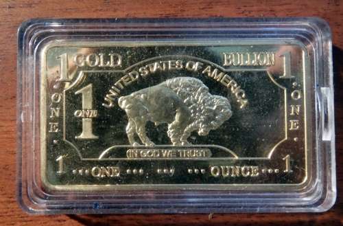Solid Bullion plated Bar 1 Onz