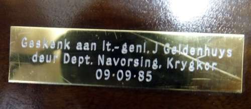 Krygkor Research Department Knife To Genl JJ Geldenhuys 1985.