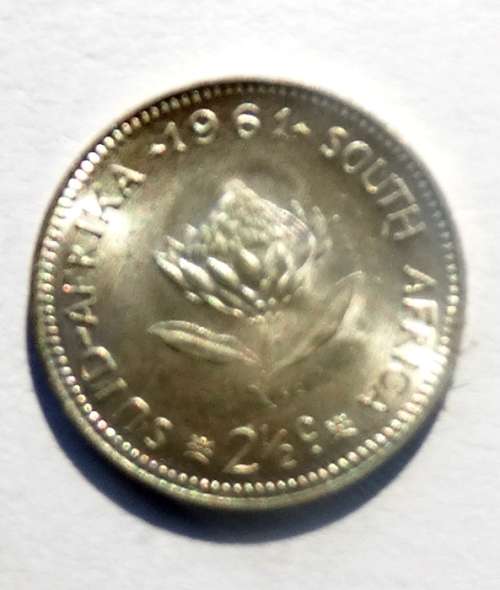 Unc 1961 South African Two and Half Cent First Issue