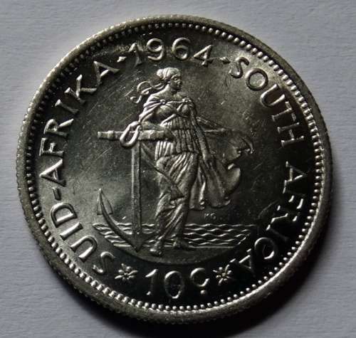 Unc 1964 South African 10c