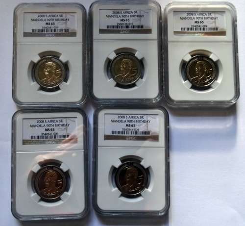 5 Mandela 2008 MS65 Coins Worthless Bid per Coin