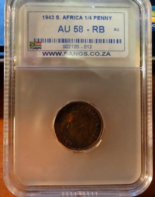 1943 South African AU58 RB Farthing