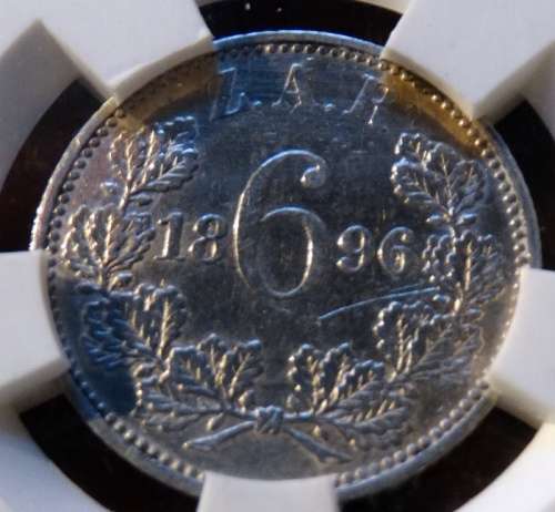 1896 ZAR Sixpence EF