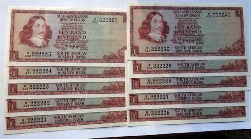 10 Sequential TW De Jongh 3rd Issue A/E Notes including B433 222222