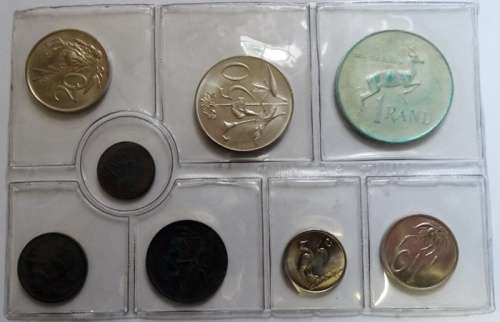 ## 1971 South African Unc Set with Silver R1 ##