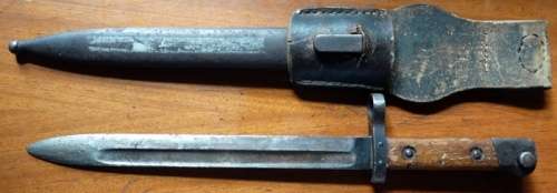 Bayonete Greek Moz/14 Mannlicher Schonquer Bayonet with Scabbard.  Austrian Made