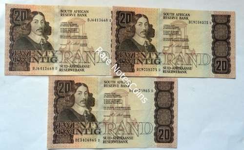 3 C Stals 1st Issue A/E Twenty Rand Notes EF