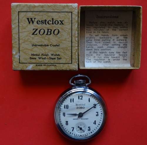 Classic Zobo Westlock Pocket Watch in Original Box. Need service but working.