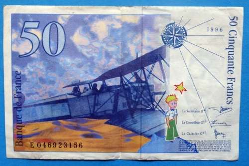 1996 Bank of France 50 Francs Banknote