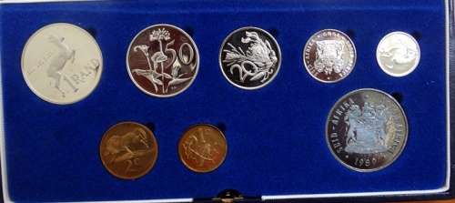 1989 South African Twin Silver Two  One Rand Proofset.  Mintage: 9751