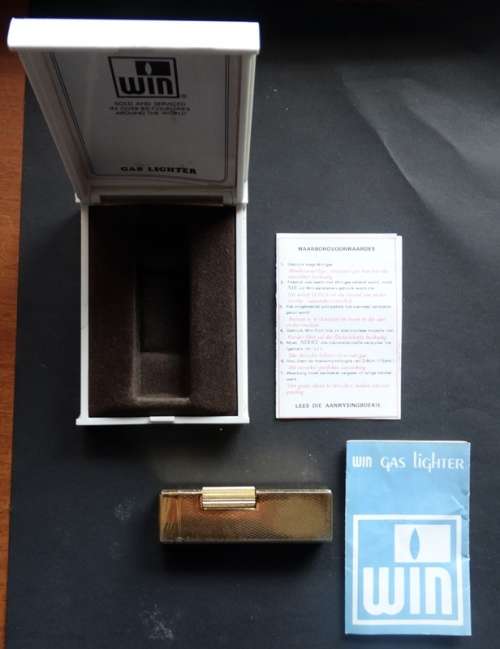 Win Gold Plated Gas Lighter in Original Case