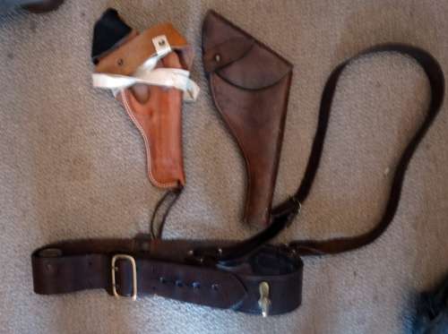 Military Bandolier with Postol and Gun Leather Holsters