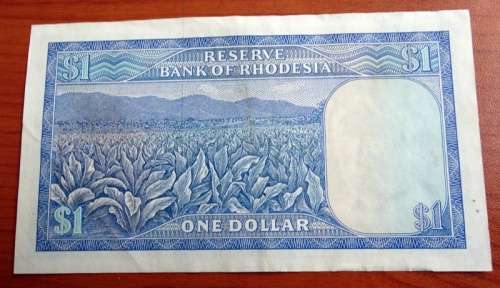 1976 Rhodesia one Dollar Banknote With Rhodes Watermark