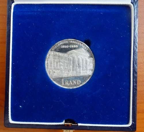 2 1985 Parliament Silver Proof one rand's . Bid per coin