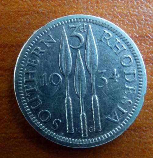 1934 Southern Rhodesia Three Pence