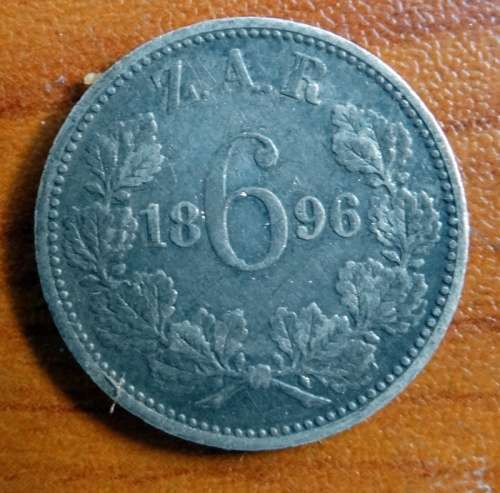1896 ZAR Sixpence. Mintage: 205 480