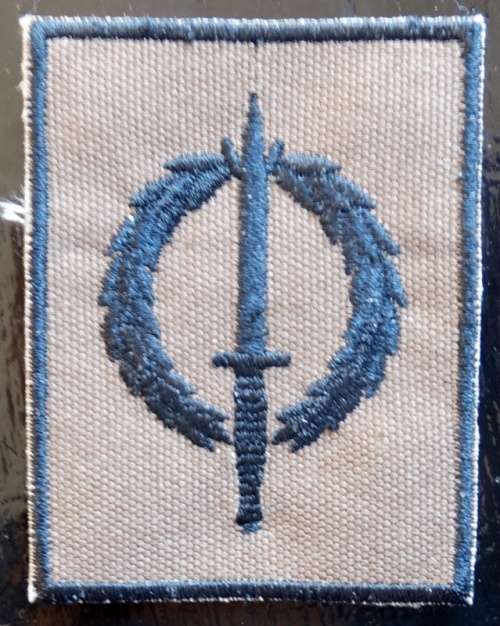 Recce qualification badge-black thread embroidered on nutria