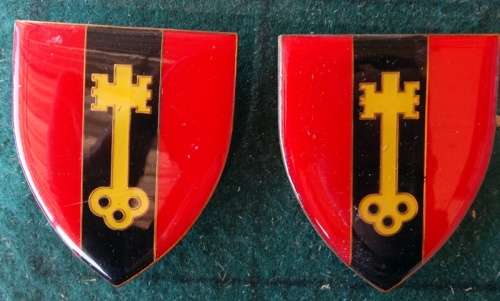 Pair of SADF Witwatersrand Command Detention Barracks Flash.  Pins Intact (50)