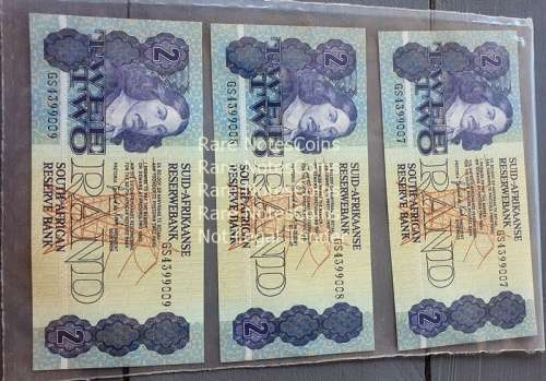 3 Sequential GPC de Kock Two Rand Notes ( Mint State )