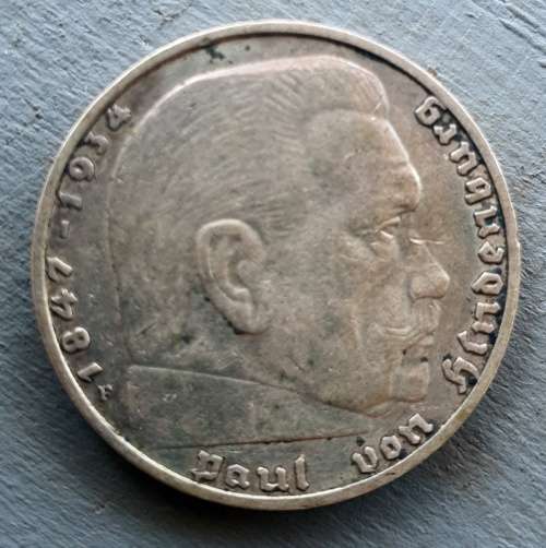 1937 German 2 Mark Silver Coin