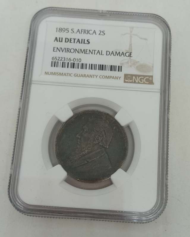 1895 ZAR 2 Shilling AU details. Clean and resend