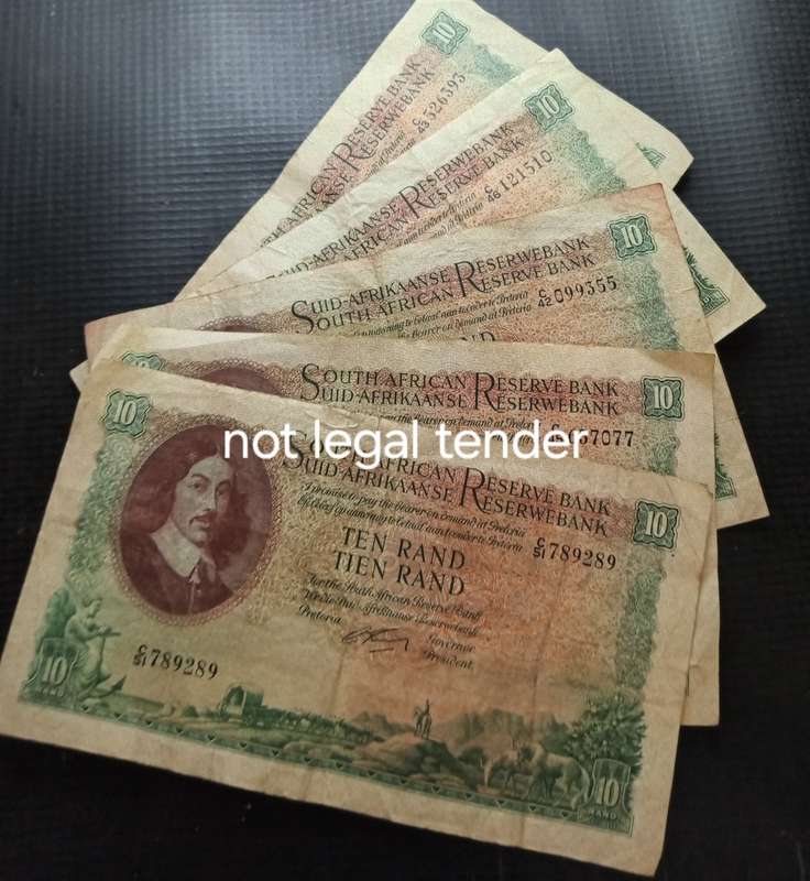 5 G Rissik Ten Rand Banknotes