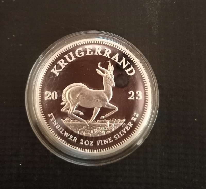 2023 Proof 2 Onz Silver Krugerrand in capsule