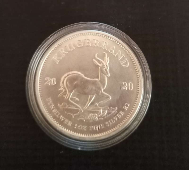 2020 Uncirculated 1 Onz Silver Krugerrand in capsule.