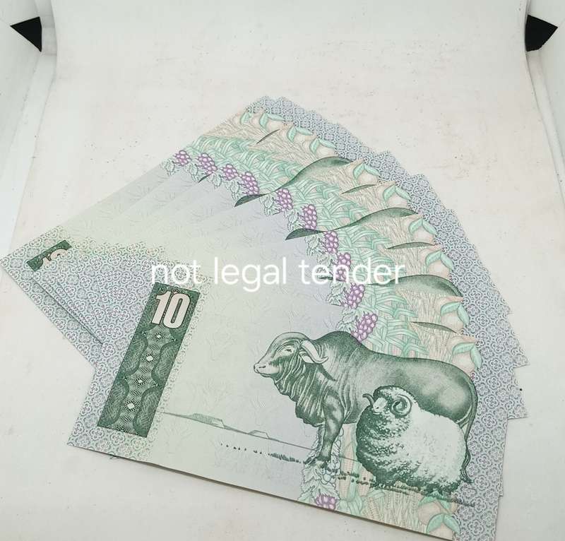 A/Unc 10 x Sequential 1982 GPC de Kock Ten Rand Banknotes Afr/Eng