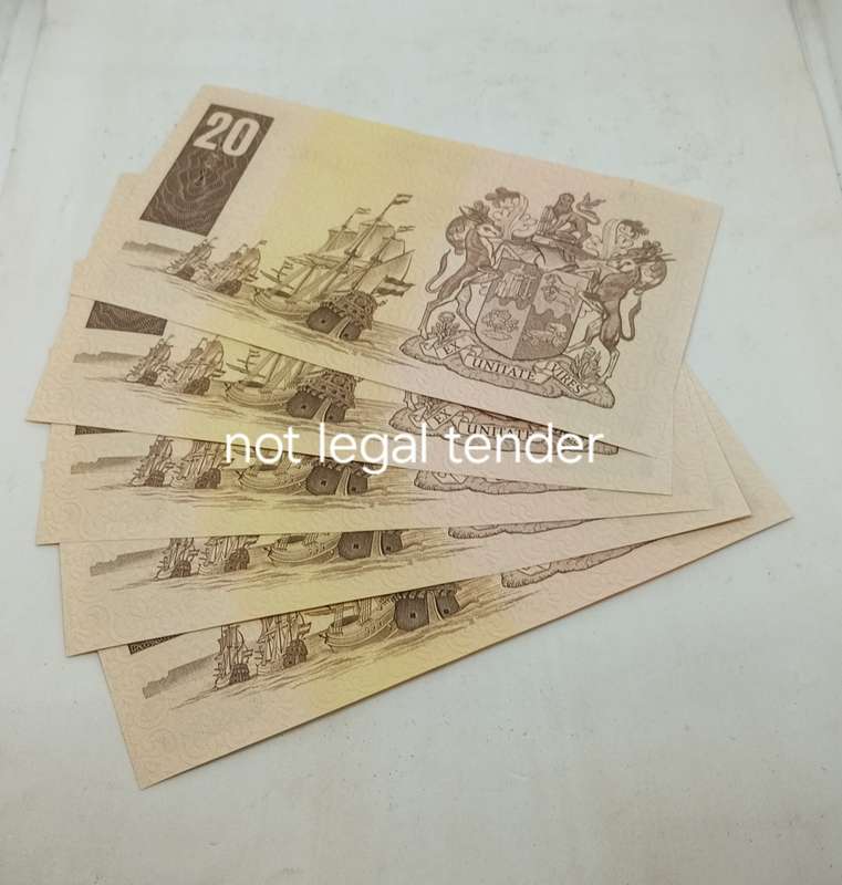 A/ Unc 5 x Sequential 1981 GPC de Kock Twenty Rand Banknotes Eng / Afr