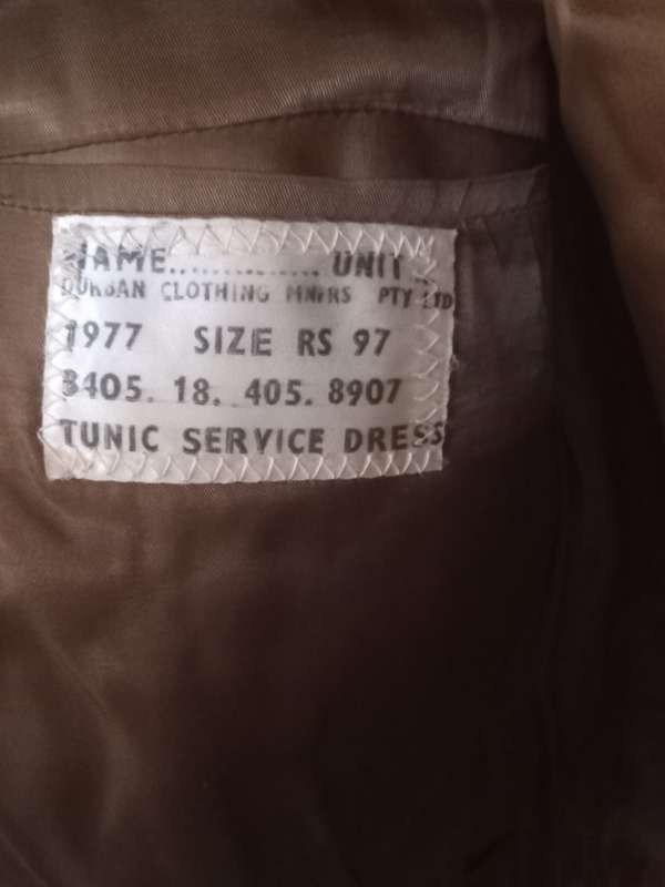 SADF TDK Tunic with Flashes and collar badges