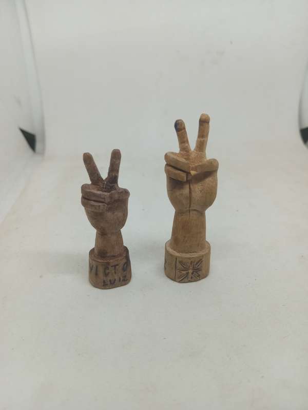 2 POW Hand Carved Figurines 5cm and 6 Cm tall