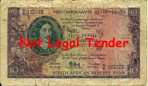 ## M.H. de Kock 3rd Issue 10 Pound Note** D4 125372 ##