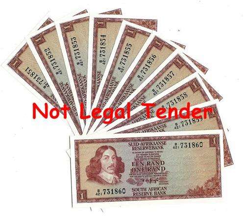 ## AU T.W. de Jongh 3rd Issue R1 Notes in Sequence ** Bid per Note for the LOT ##