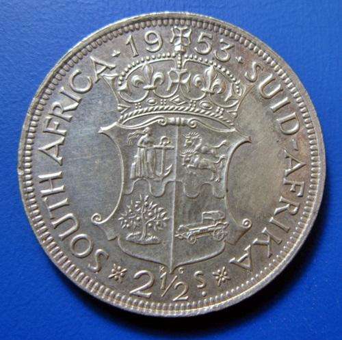 ## AU 1953 South Africa Silver 2 1/2 Shillings Hern's UNC Value R225 ##