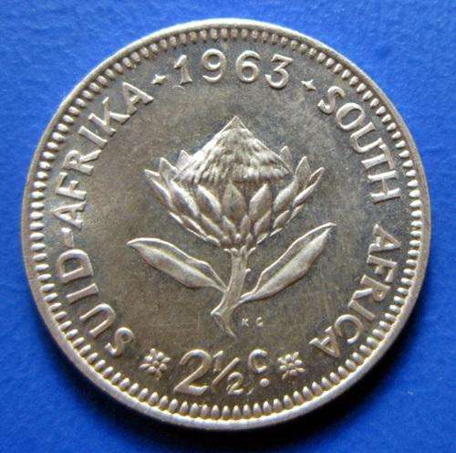 ## UNC 1963 South Africa Silver 2 1/2 Cent ##