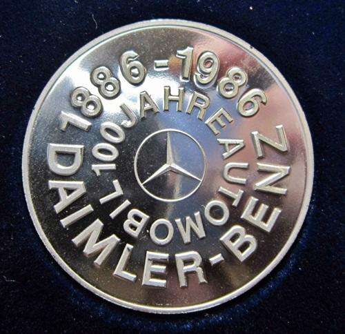 ## 1886-1986 Daimler-Mercedes Benz ** 100 Jahre Automobil ** 0.999 Silver 24.7g ##