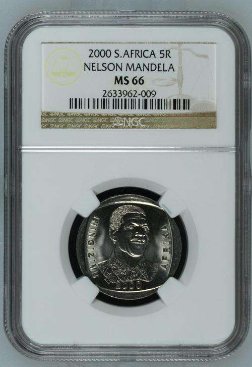 ## Finest known graded MS66 Nelson Mandela 2000 R5 coin ##